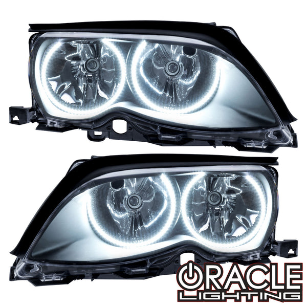 2002-2005 BMW 3 Series Pre-Assembled Halo Headlights - Black Housing