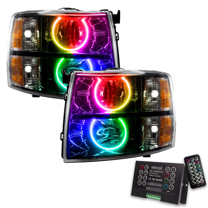 2007-2013 Chevrolet Silverado Pre-Assembled Halo Headlights - Black Housing with 2.0 Controller.