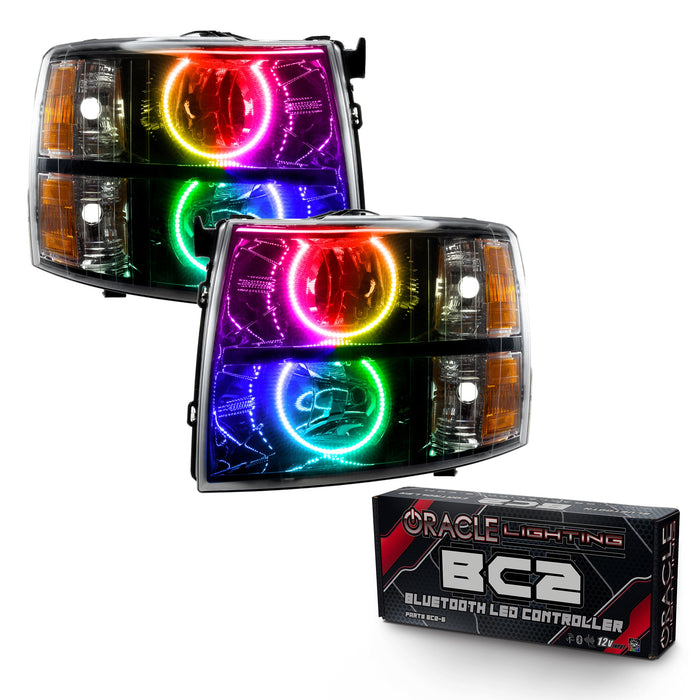 2007-2013 Chevrolet Silverado Pre-Assembled Halo Headlights - Black Housing