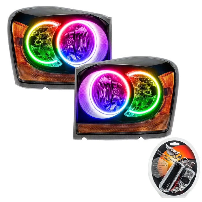 2004-2006 Dodge Durango Pre-Assembled Halo Headlights - Black Housing with RF Controller.