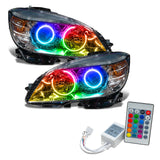 2008-2011 Mercedes Benz C-Class Pre-Assembled Headlights-Chrome-HALOGEN with Simple Controller.