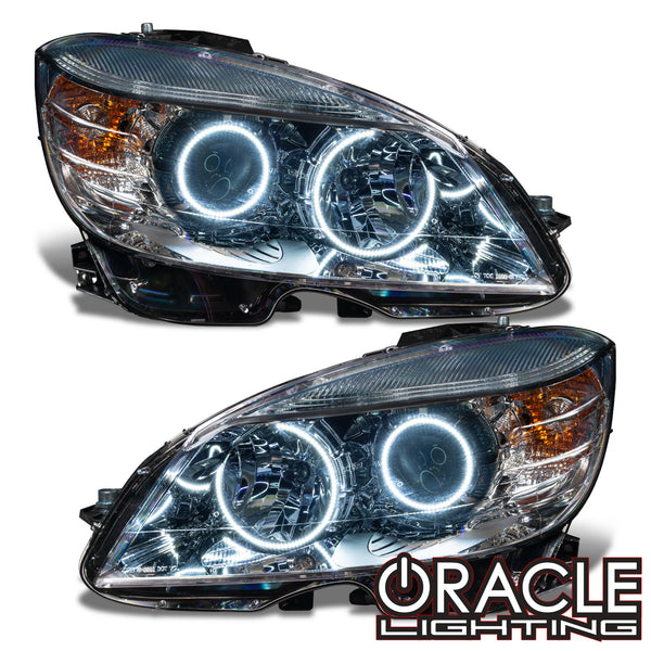 2008-2011 Mercedes Benz C-Class Pre-Assembled Headlights-Chrome-HALOGEN