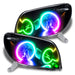 2003-2005 Toyota 4-Runner Pre-Assembled Halo Headlights - Black Housing - Non HID with rainbow halos.