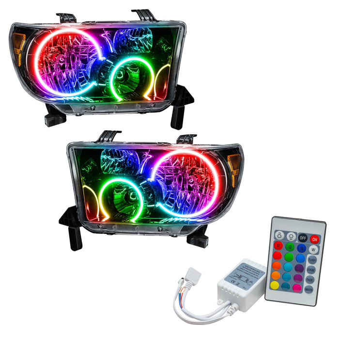2007-2013 Toyota Tundra Pre-Assembled Halo Headlights - Black Housing with Simple Controller.
