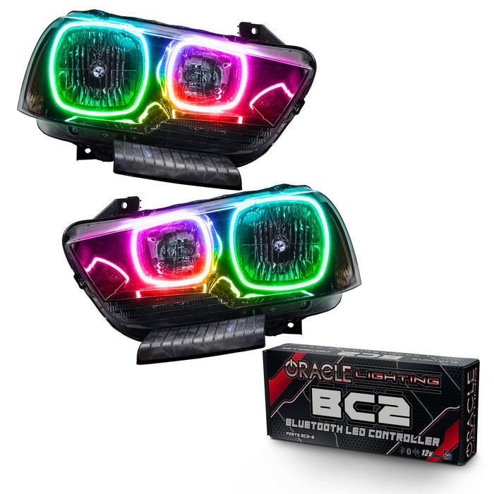 2011-2014 Dodge Charger Pre-Assembled Halo Headlights - Non HID - Black Housing