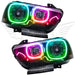 Dodge Charger headlights with ColorSHIFT LED halo rings.