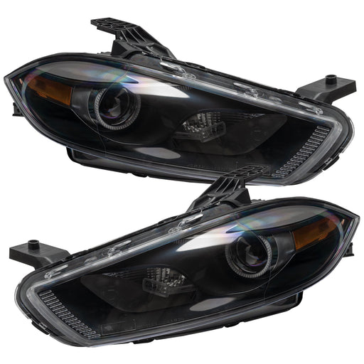 2013-2014 Dodge Dart Pre-Assembled Headlights - Black Housing (HID Style)