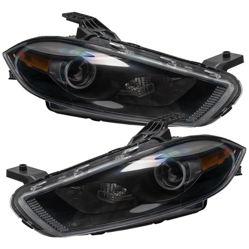 2013-2014 Dodge Dart Pre-Assembled Headlights - Black Housing (HID Style)