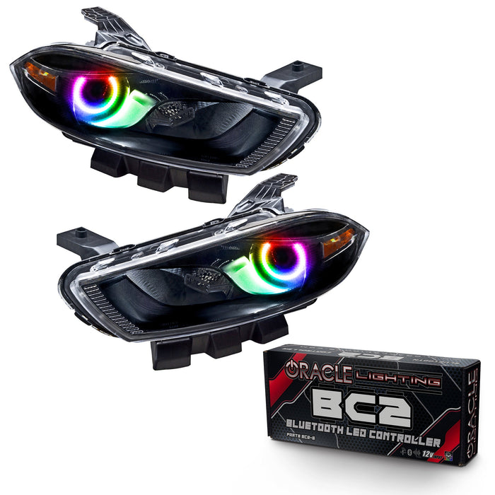 2013-2014 Dodge Dart Pre-Assembled Headlights - Black Housing (HID Style)