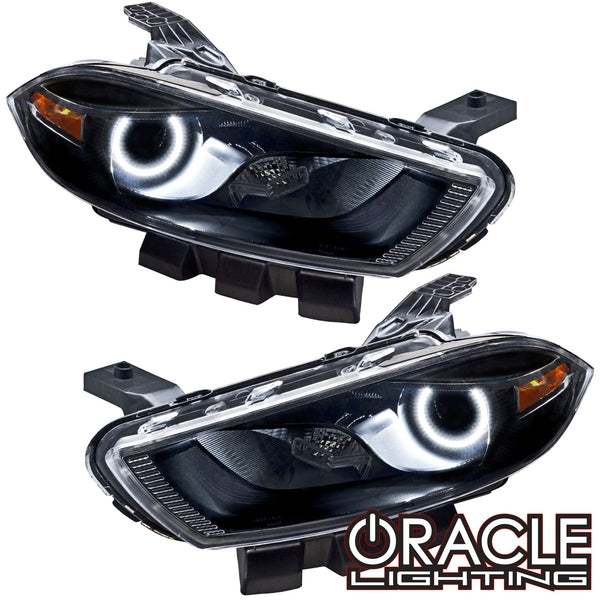 2013-2014 Dodge Dart Pre-Assembled Headlights - Black Housing (HID Style)