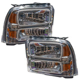 2005 Ford Excursion Pre-Assembled Halo Headlights - Chrome Housing