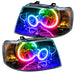 2003-2006 Ford Expedition Pre-Assembled Halo Headlights - Black Housing with ColorSHIFT LED halo rings.
