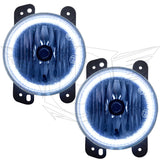 Jeep Wrangler JK fog lights with white LED halo rings.