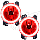 Jeep Wrangler JK fog lights with red LED halo rings.