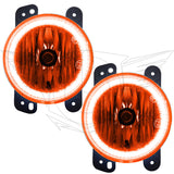 Jeep Wrangler JK fog lights with amber LED halo rings.