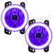 Jeep Wrangler JK fog lights with purple LED halo rings.
