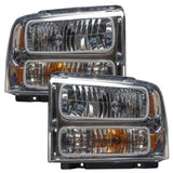 2005-2007 Ford F-250/F-350 Super Duty Pre-Assembled Halo Headlights - Chrome Housing