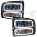 Ford Super Duty headlight with white LED halo rings.