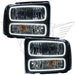 Ford Super Duty headlights with white LED halo rings.