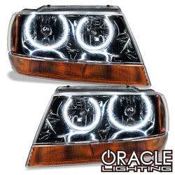 1999-2004 Jeep Grand Cherokee Pre-Assembled Halo Headlights-Black Housing