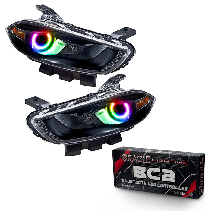 2013-2016 Dodge Dart Pre-Assembled Halo Headlights - Black Housing (Halogen Style)