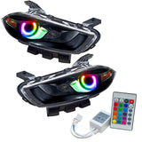 2013-2016 Dodge Dart Pre-Assembled Halo Headlights - Black Housing (Halogen Style) with Simple Controller.