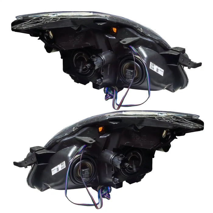 Rear view of 2007-2009 Nissan Altima Sedan Pre-Assembled Halo Headlights - Black Housing (Halogen)
