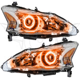 2013-2015 Nissan Altima Sedan Pre-Assembled Halo Headlights - (Halogen) with amber LED halo rings.