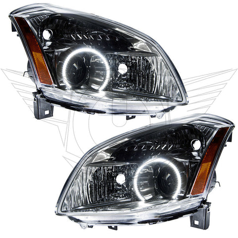 2007-2008 Nissan Maxima Pre-Assembled Halo Headlights with white LED halo rings.