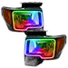 Ford F-150 headlights with ColorSHIFT LED halo rings.