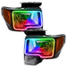 Ford F-150 headlights with ColorSHIFT LED halo rings.