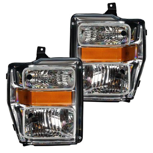 2008-2010 Ford F-250/F-350 Super Duty Pre-Assembled Halo Headlights - Chrome Housing