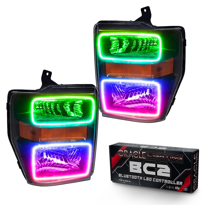 2008-2010 Ford F-250/F-350 Super Duty Pre-Assembled Halo Headlights - Black