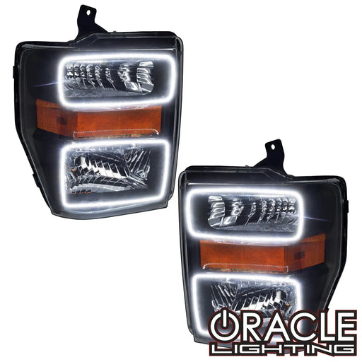 2008-2010 Ford F-250/F-350 Super Duty Pre-Assembled Halo Headlights - Black