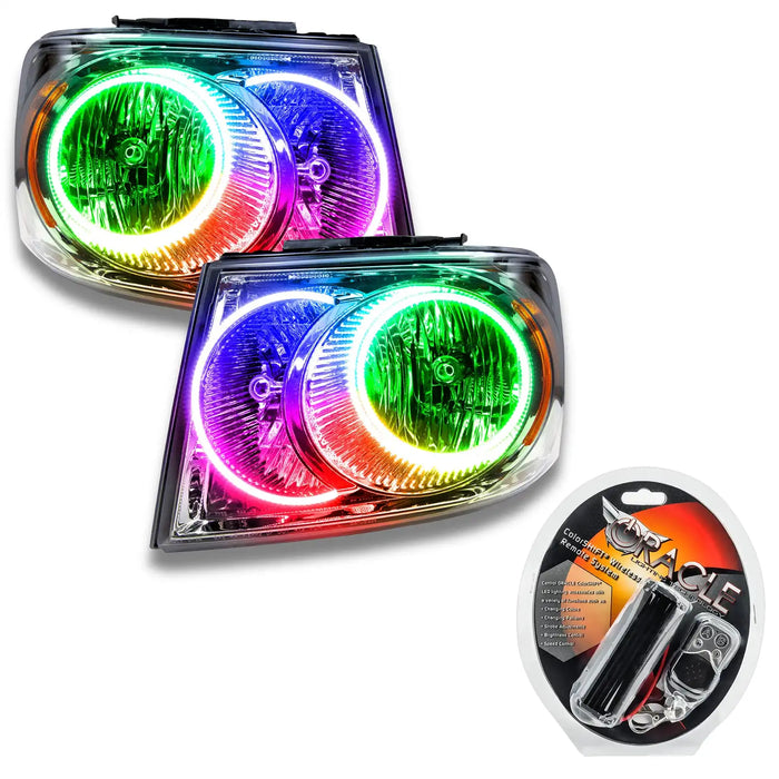 2007-2009 Dodge Durango Pre-Assembled Halo Headlights - Chrome Housing with RF Controller.