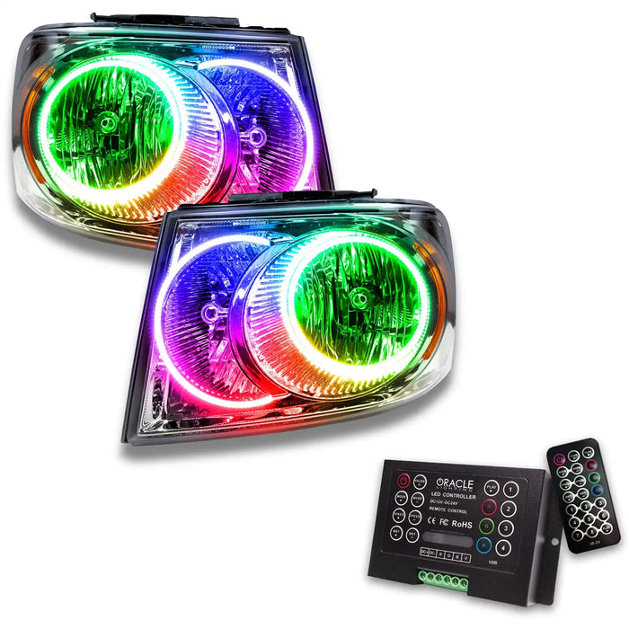 2007-2009 Dodge Durango Pre-Assembled Halo Headlights - Chrome Housing with 2.0 Controller.