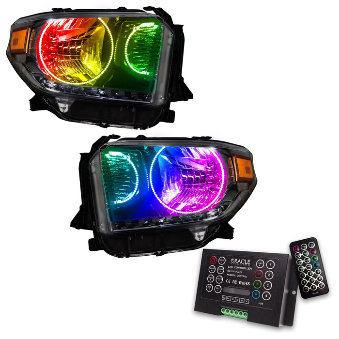 Toyota tundra pre-assembled headlights with colorshift halos and 2.0 controller