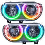 2008-2014 Dodge Challenger Pre-Assembled Headlights-Chrome-(Non-HID) Dynamic ColorSHIFT