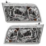 1998-2011 Ford Crown Victoria Pre-assembled Halo Headlights - Halogen - Chrome Housing