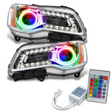 2011-2014 Chrysler 300C NON HID Pre-Assembled Halo Headlights - Chrome Housing with Simple Controller.