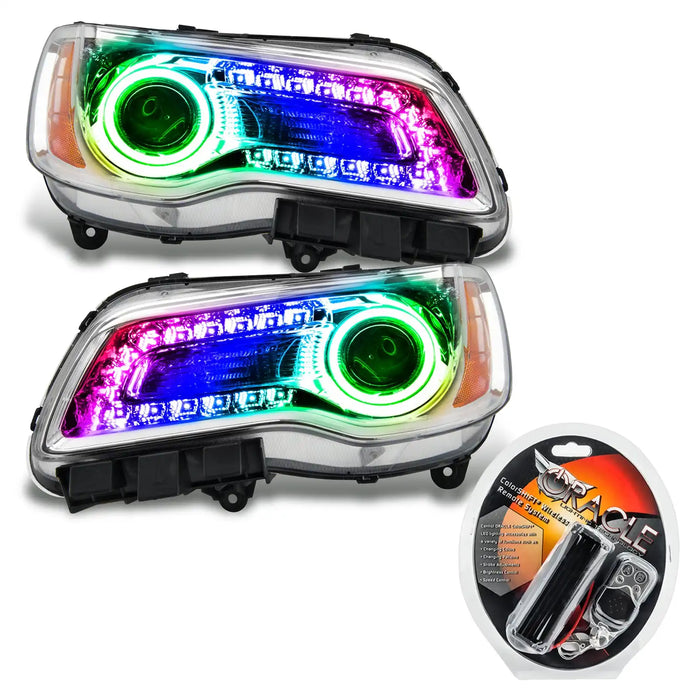 2011-2014 Chrysler 300C NON HID Pre-Assembled Headlights - Chrome Housing - ColorSHIFT DRL