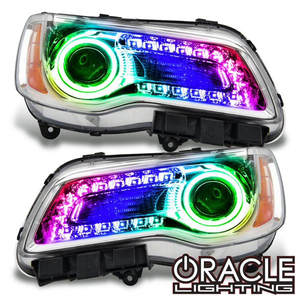 2011-2014 Chrysler 300C NON HID Pre-Assembled Headlights - Chrome Housing - ColorSHIFT DRL