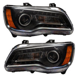 2011-2014 Chrysler 300C NON HID Pre-Assembled Headlights - Black Housing - ColorSHIFT DRL