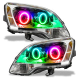 2008-2012 GMC Acadia Pre-Assembled Halo Headlights with rainbow halo rings.