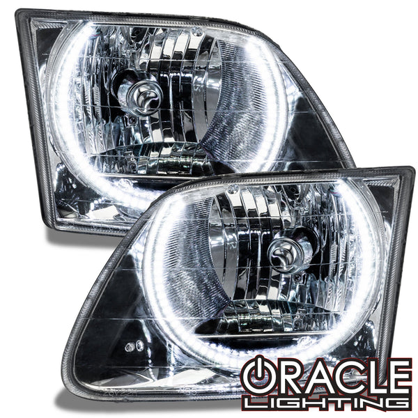 1997-2003 Ford F-150/F-250 Super Duty Pre-Assembled Halo Headlights - Chrome Housing