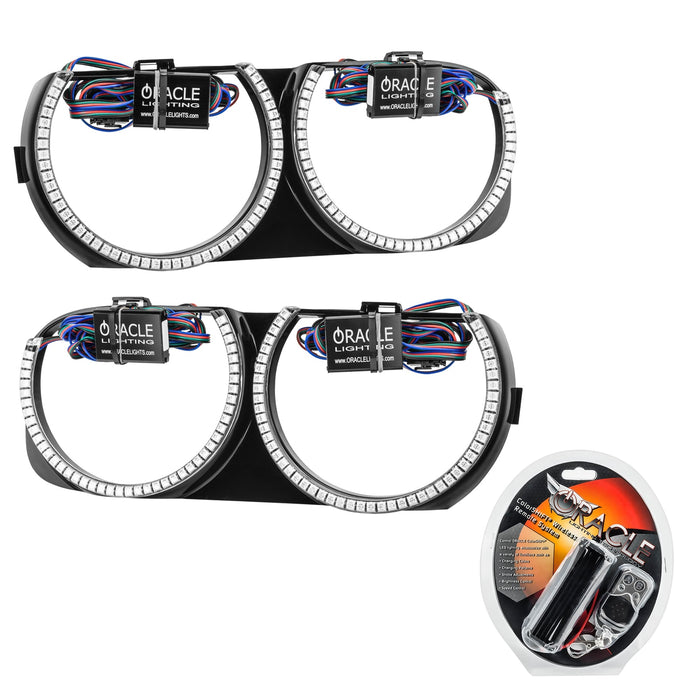 2015-2023 Dodge Challenger Pre-Installed Halo Headlight Bezels - ColorSHIFT Halos with RF Controller.