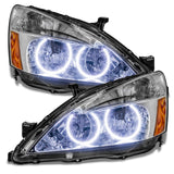 2003-2007 Honda Accord Coupe/Sedan Pre-Assembled Halo Headlights with white halos.