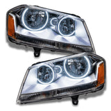 2008-2014 Dodge Avenger SE/SXT Pre-Assembled Halo Headlights with white LED halo rings.