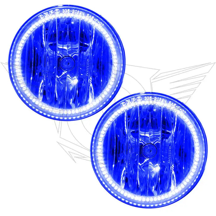 2014-2015 GMC Sierra 1500 Pre-Assembled Fog Lights with blue LED halo rings.