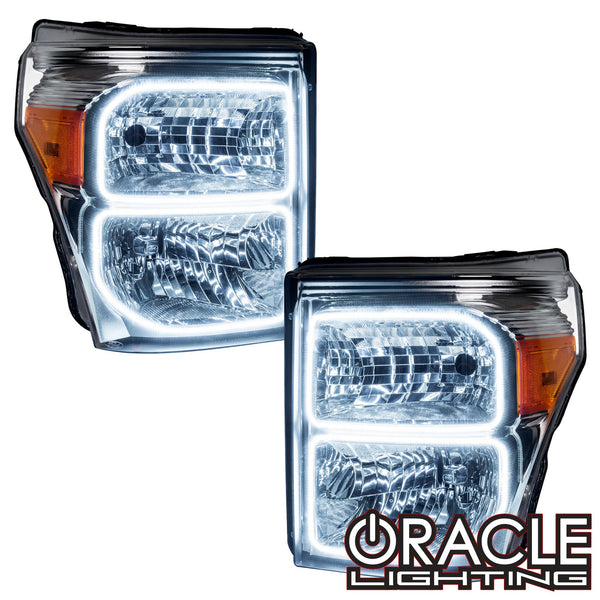 2011-2016 Ford F-250/F-350 Super Duty Pre-Assembled Halo Headlights - Chrome Housing